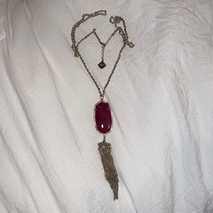 Kendra Scott long necklace with maroon pendant